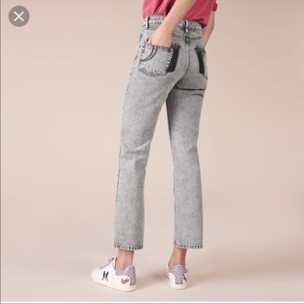 Maje. Perla Straight High-rise Jeans In Gris